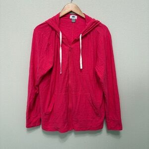 Old Navy Relaxed Lightweight Slub-Knit Full-Zip Hoodie - Hot Pink, XL